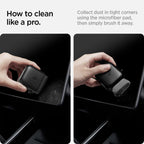 DSI - EZ Slide & Brush Screen Cleaner for Tesla Model Y 2025/26 (Juniper) & 3/Y/S/X/Cybertruck and Screens, Phones, Laptops, Tablets - No Solution Needed (Extra Microfiber Pad Included) [Black]