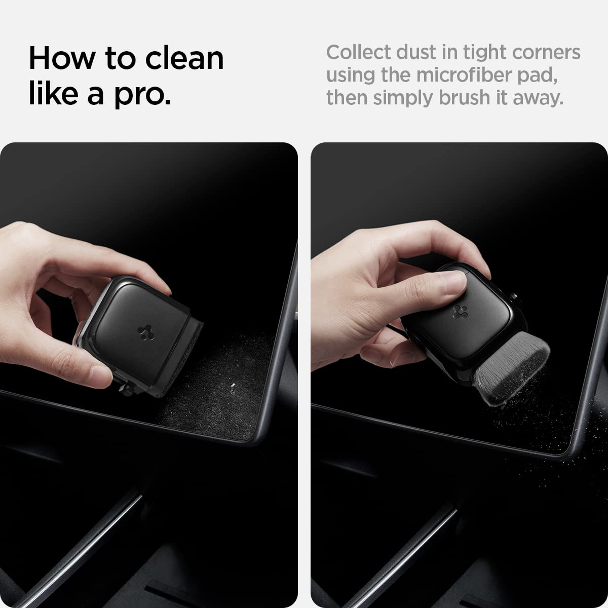DSI - EZ Slide & Brush Screen Cleaner for Tesla Model Y 2025/26 (Juniper) & 3/Y/S/X/Cybertruck and Screens, Phones, Laptops, Tablets - No Solution Needed (Extra Microfiber Pad Included) [Black]