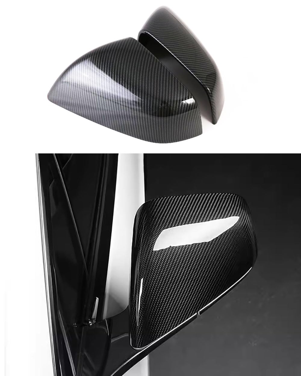 DSI - Car Accessories Fit for Tesla Model S Side Mirror Cover REAL (Carbon Fiber) Rearview Mirror Cover for Model S-2022-2024 Exterior Mirrors Cap Accessories