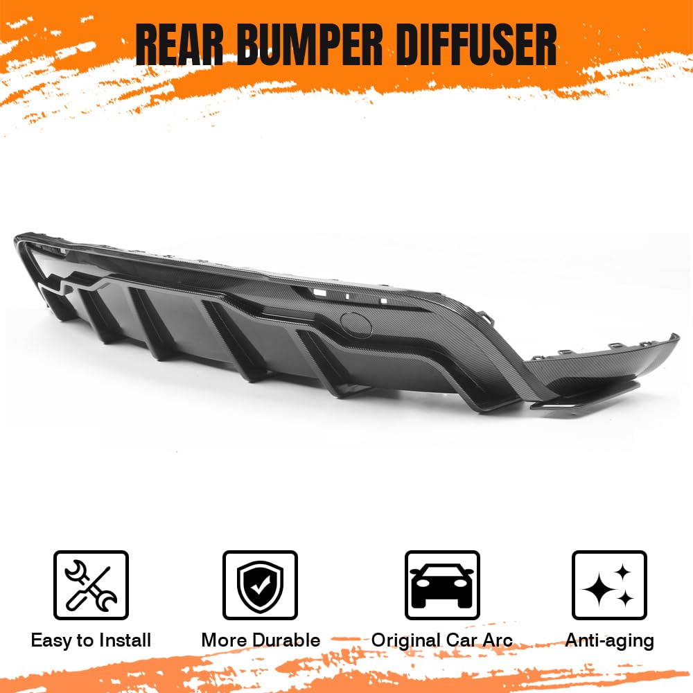 DSI - Rear Bumper Diffuser Lip Kit for Tesla Model Y 2020-2024, Carbon-Print PP Lower Valance Splitter