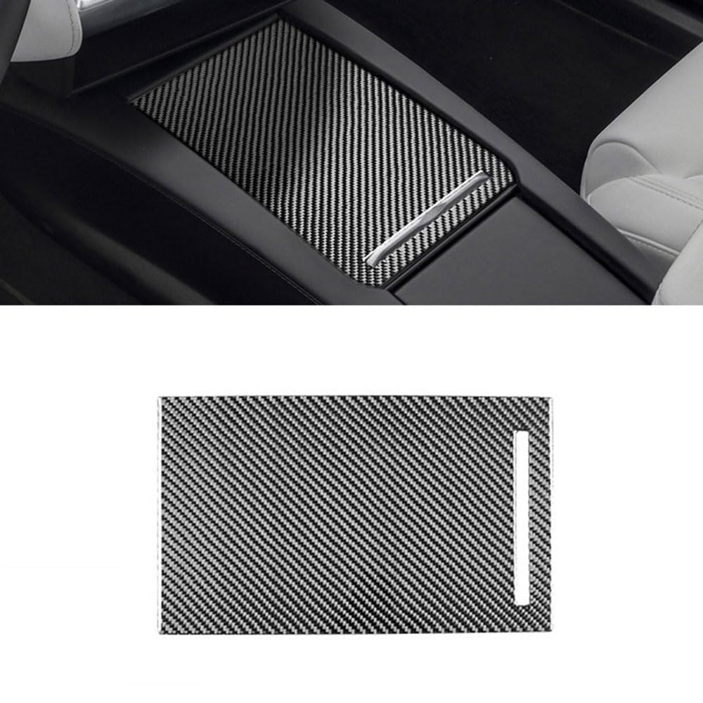 DSI -  Fits Tesla Model X S 2014-2020 Carbon Fiber Console Storage Box Panel Cover Trim Decoration Film