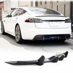 DSI - REAL - Carbon Fiber Rear Diffuser for Tesla Model S 2021 2022 2023 Rear Bumper Splitters Lower Lip Spoiler Valance Protector Factory Outlet