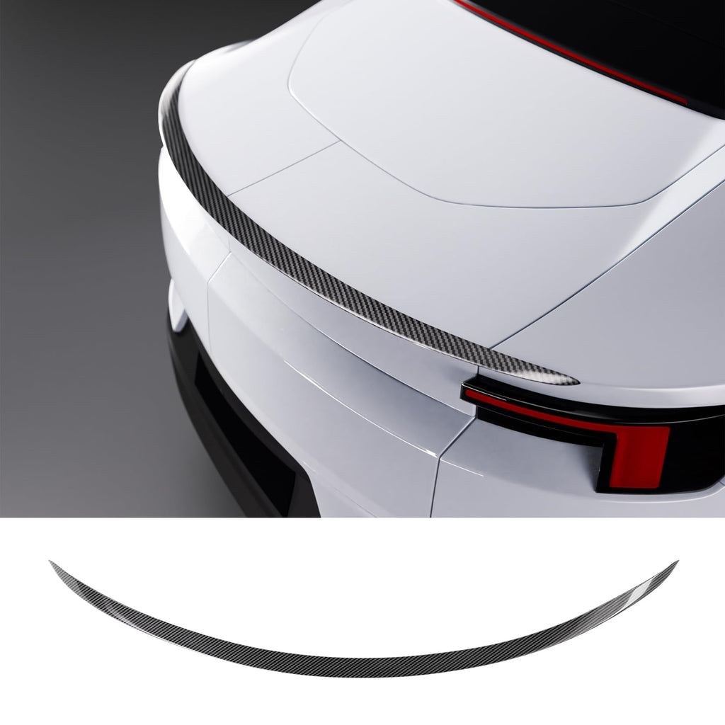 DSI - Real Carbon Fiber Rear Spoiler Wing with Center Console Wrap Cover Kit Screen Protector Frame Compatible for 2021-2024 Tesla Model Y Glossy Black (Set of 3)