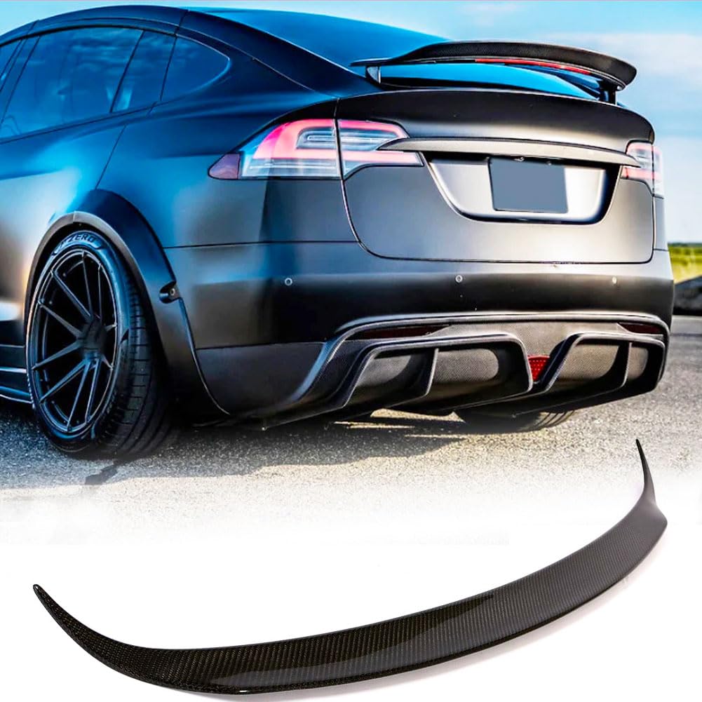 DSTAR - REAL Carbon Fiber Trunk Spoiler for Tesla Model X 2016-2023 Rear Boot Lid Duckbill Highkick Wing Lip Factory Outlet