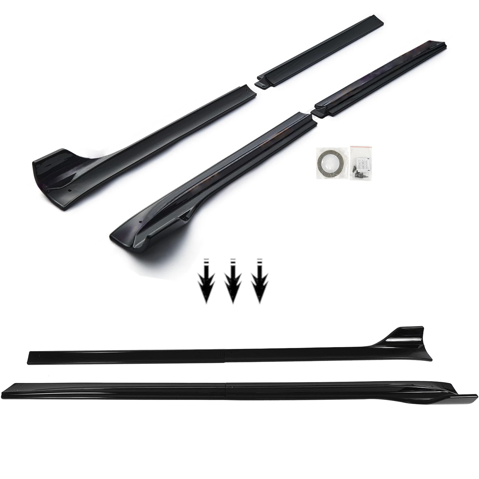 DSI -  4-Piece Side Skirt Extension Kit for Tesla Model Y 2020-2024, Gloss Black ABS Rocker Panel Splitter