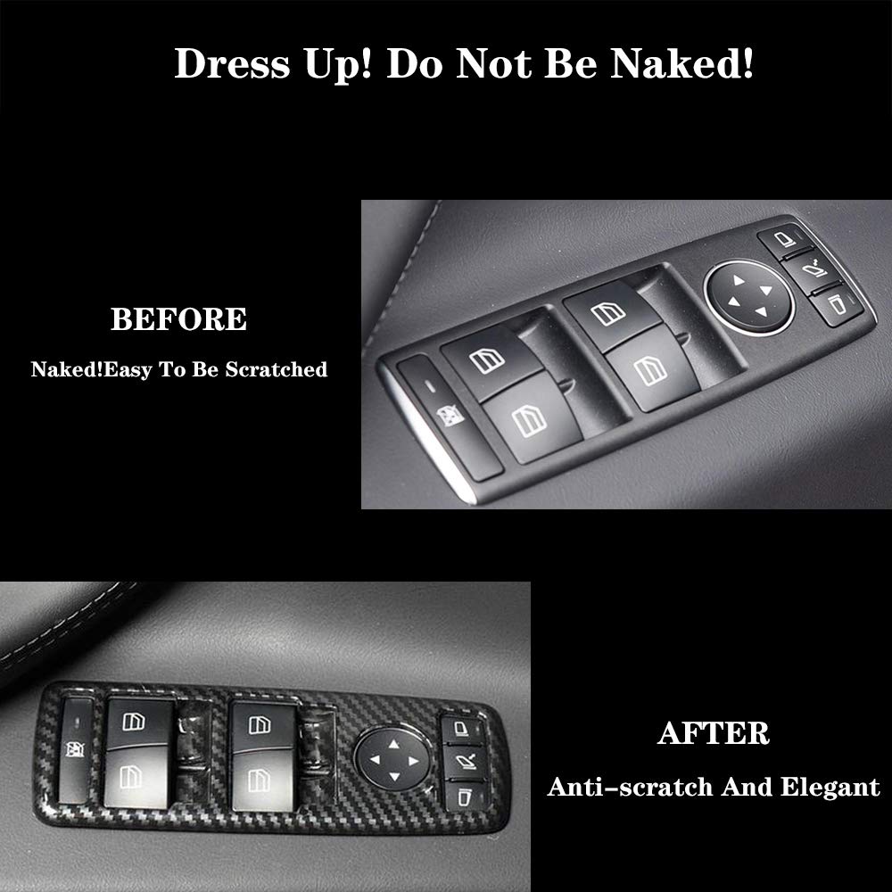 DSI - Window Lift Switch Button Panel Cover Bezel Frame for Tesla Model X Model S 2016-2020 Car Interior Accessories ABS Imitation Carbon Fiber Inner Decoration (Pack of 4)