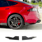 DSTAR - Real Carbon Fiber Rear Bumper Splitters for Tesla Model S Plaid 2021-2023 Sedan 4 Dor Rear Bumper Fins Bumper Canards CF Factory Outlet