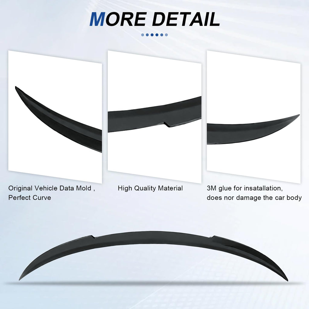 DSI - Spoiler for Tesla Model 3 2016-2022 Wing Rear Spoiler Trunk Tail Rear Trunk Lid,M4 Style Matte Black Style Performance,Model 3 Accessories