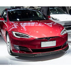 DSI - 9pcs Combo Front Bumper Body Kit Lip + Side Skirt Extensions Diffuser Compatible with 2016-2020 Tesla Model S 2017 2018 2019 (Painted Carbon)