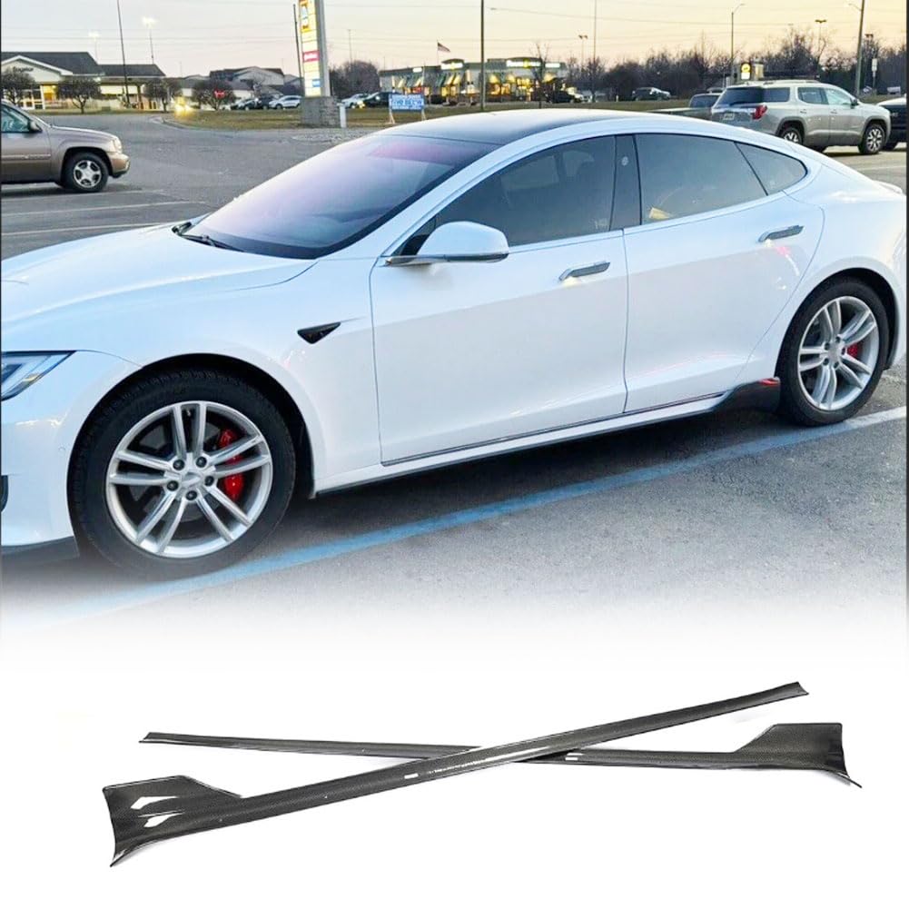 DSI - REAL Carbon Fiber Side Skirts for Tesla Model S Plaid 2021-2024 Under Door Rocker Panels Valance Extension Lip Factory Outlet