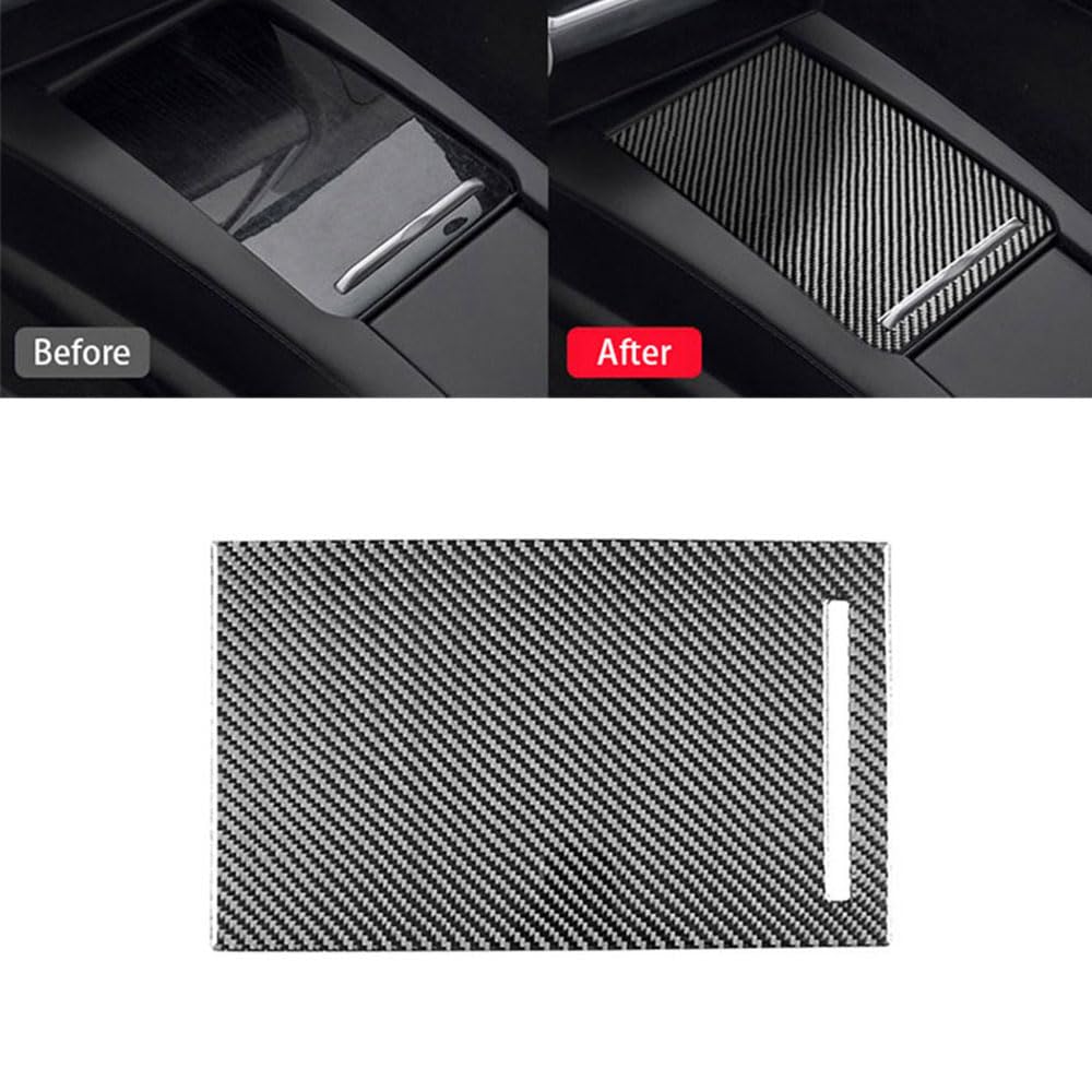 DSI -  Fits Tesla Model X S 2014-2020 Carbon Fiber Console Storage Box Panel Cover Trim Decoration Film