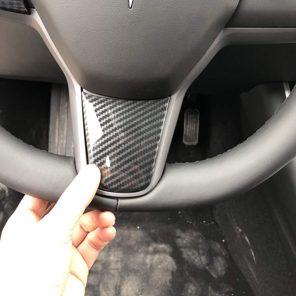 DSI - Carbon Fiber Interior Steering Wheel Cover Trim Accessories for Tesla Model 3 2017-2023, Model Y 2020-2023