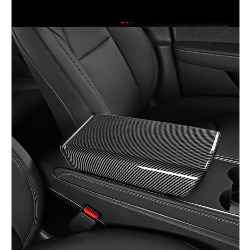DSI - Center Control Armrest Cover for 2021-2023 Model 3 and 2020-2024 Model Y, Tesla Arm Rest Cover is Made of ABS Material with Carbon Fiber, Not TPE Or Leather (Bright Carbon Fiber Pattern)