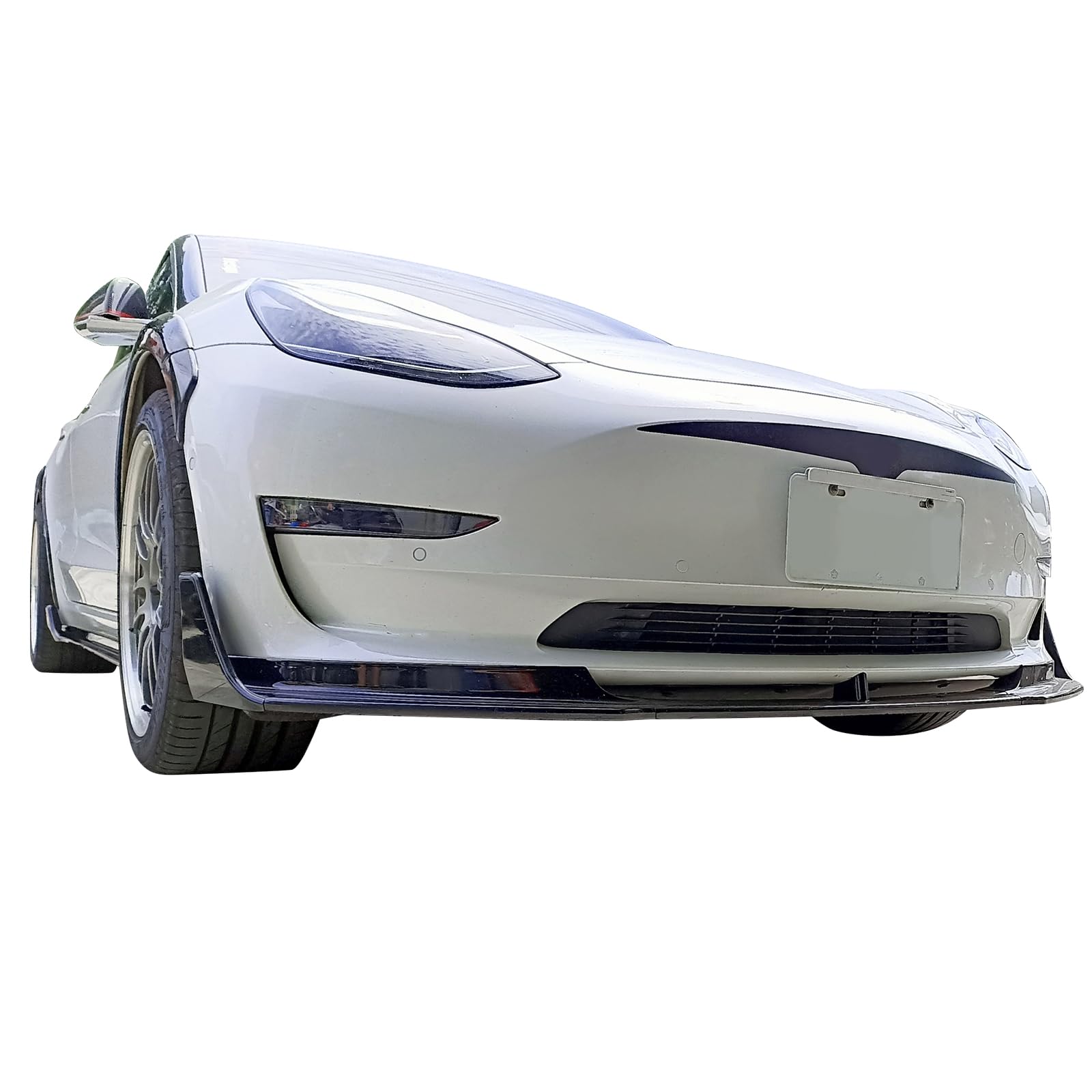 DSI - Side Skirts Extension Compatible with 2017-2025 Tesla Model 3, V Style Painted Gloss Black Rocker Panel Driver Passenger Side 6PC PP, 2018 2019 2020 2021 2022 2023 2024