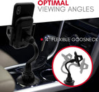 DSI - Car Cup Holder Phone Mount - Securely Holds Phones up to 4.1” Wide - Flexible Gooseneck & 360° Rotatable Cradle