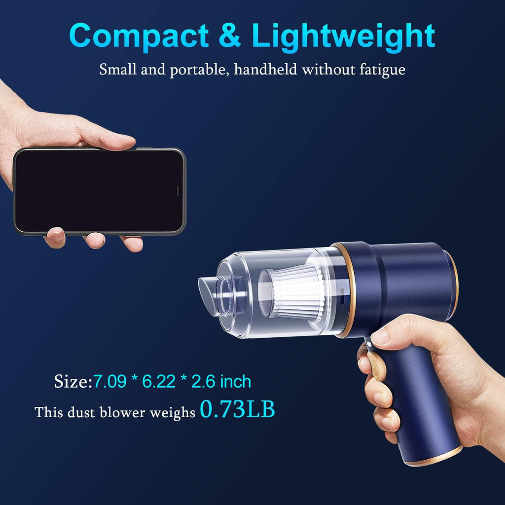 DSI - Handheld Car Vacuum Cleaner, 9000Pa Vacuum Cleaner and Air Duster, 120W High Power Hand Held Vacuum with LED Light and Multi-Nozzles for Car, Home, Office, Pet