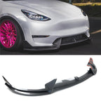 DSI - Front Lip 3Pcs Compatible with for Tesla Model Y 2020 2021 2022 2023 2024 V Style Front Bumper Lip Splitter Spoiler (Carbon Fiber Print)
