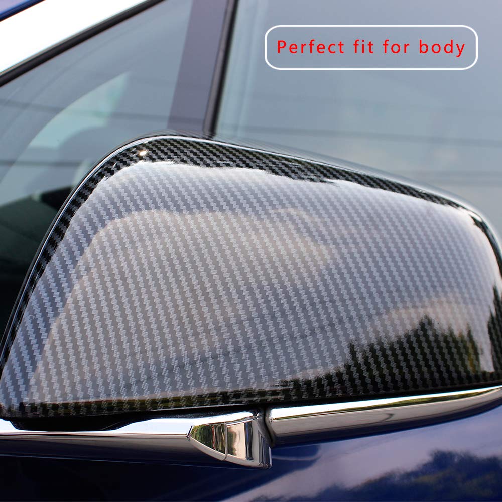 DSI - Side Mirror Cover for Tesla Car Exterior Accessories ABS Plastic Outside Cap (Pack of 2)(Model X 2017-2020 Imitation Carbon Fiber)