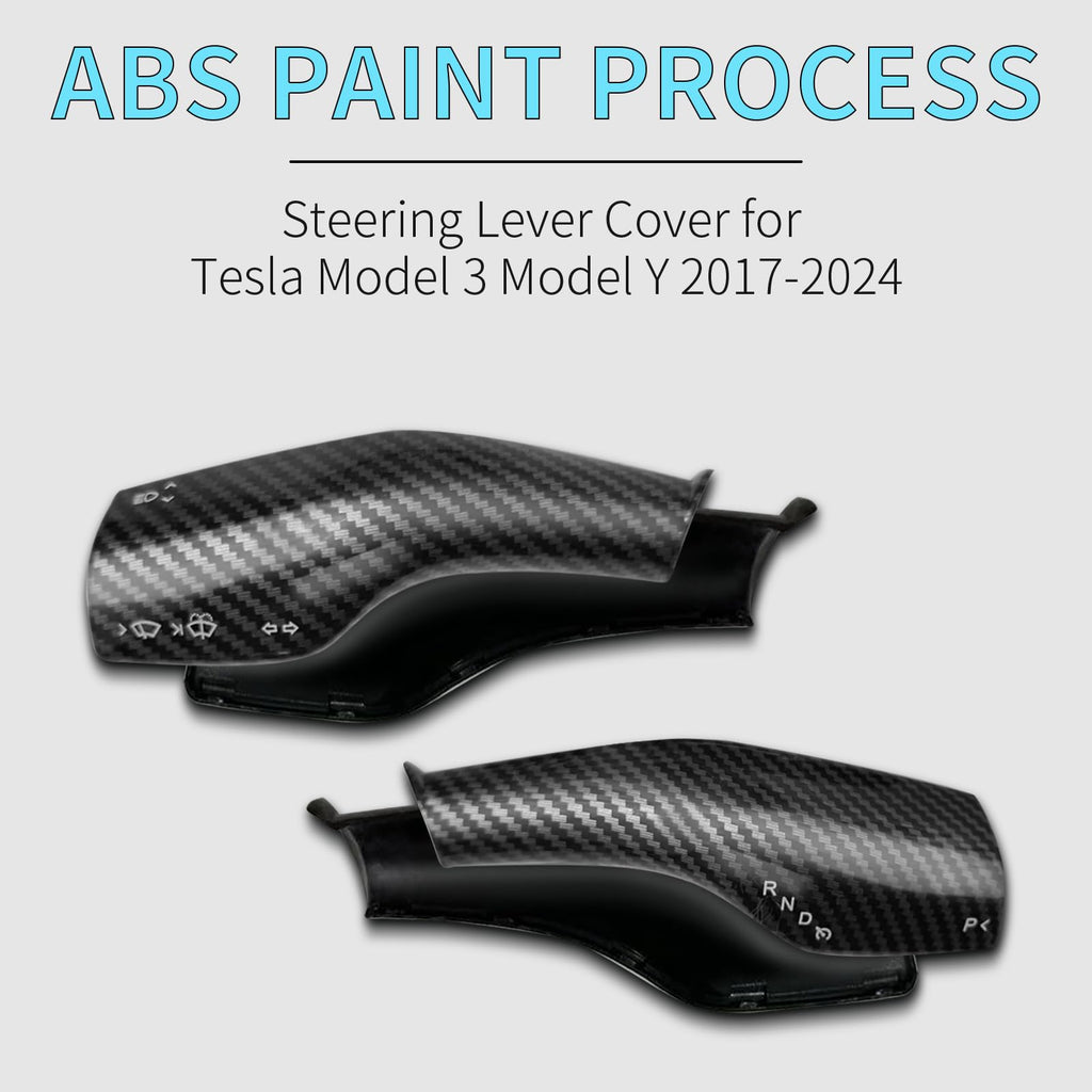 DSI - Steering Lever Cover for Tesla Model 3 Model Y 2017-2024, Carbon Fiber Pattern Car Gear Shift Cover, Steering Wheel Cover Tesla Model 3 Model Y 2024 Accessories(Glossy Carbon Fiber Pattern)