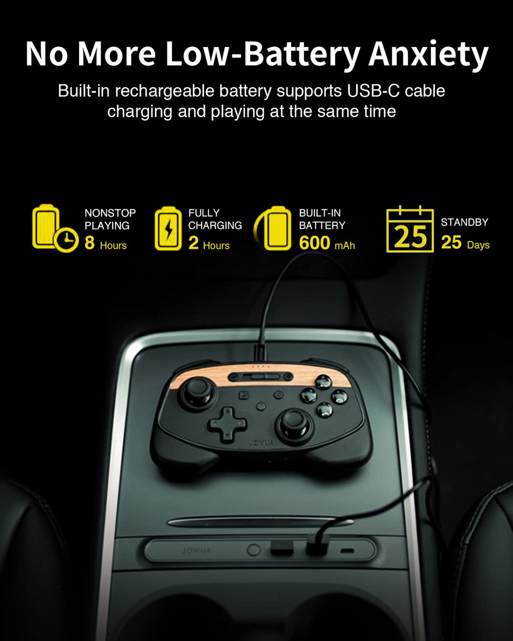 DSI - Multi-Device Wireless Controller Compatible for Tesla 2025 New Model Y Model 3/Y/S/X/cybertruck Compatible for Switch, one controller set, SPECIAL PROGRAMMED and DESIGN FOR TESLA WOOD [nintendo_switch,windows,ios,android]