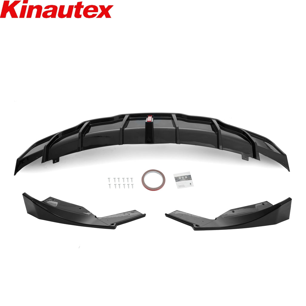 DSTAR - Rear Rear Bumper Diffuser Lip Splitter Spoiler for 2017-2023 Tesla Model 3 Led Light Style