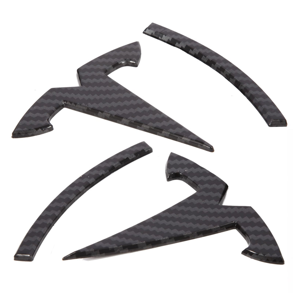 DSI - Model Y Accessories for Tesla 2024 2023 2022 2021 2020 Emblem Sticker 2PCS/Set Logo Decal (Black- Carbon Fiber Pattern)