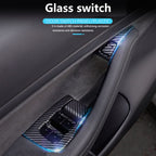 DSI - Carbon Fiber-ISH Interior Door Window Switch Panel Cover Trim KIT FITS Tesla Model 3 2017-2023/Model Y 2020-2023---$27.99