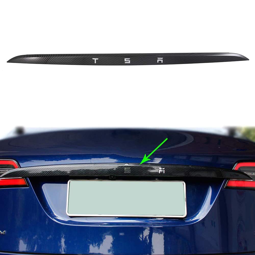 DSI - Rear Tailgate Trunk Lid Garnish Trim for Tesla Model X 2018-2020 Car Exterior Accessories ABS Imitation Carbon Fiber Outer Decoration