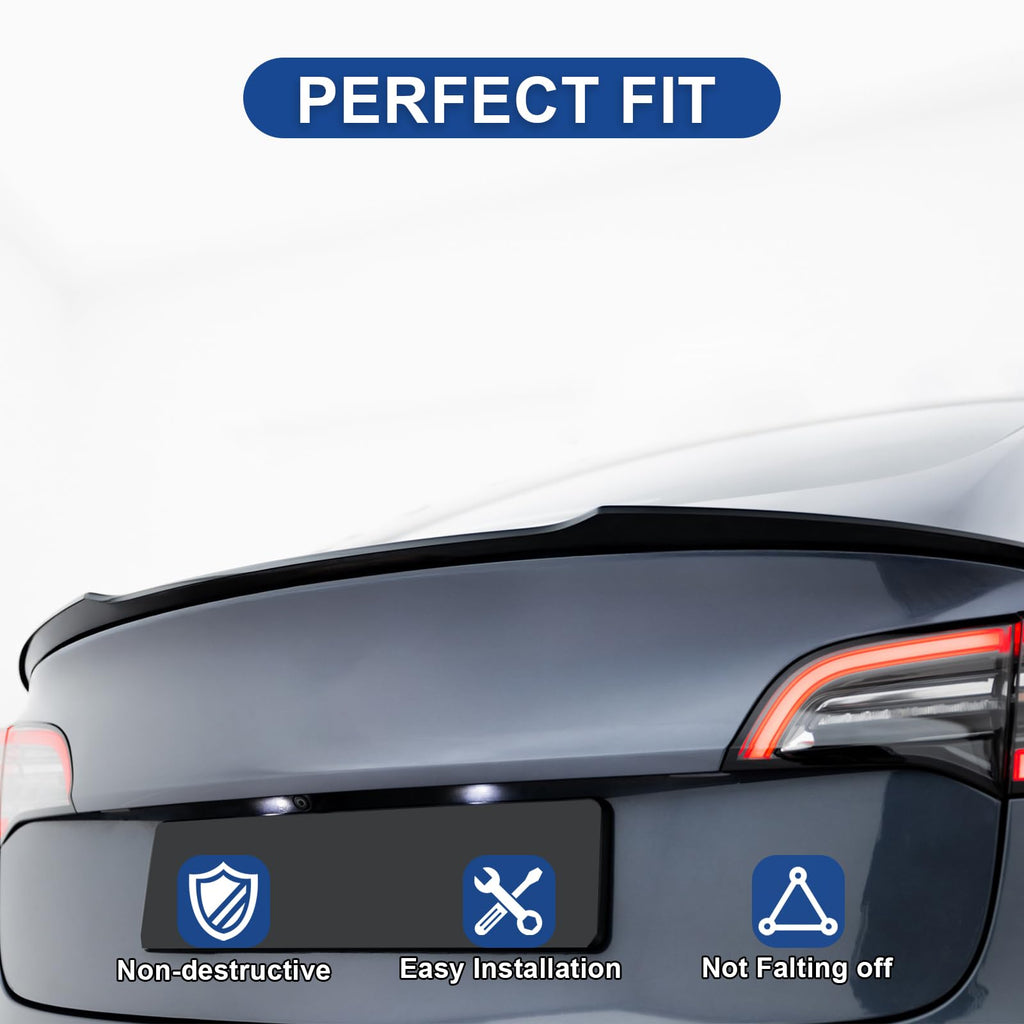 DSI - Spoiler for Tesla Model 3 2016-2022 Wing Rear Spoiler Trunk Tail Rear Trunk Lid,M4 Style Matte Black Style Performance,Model 3 Accessories