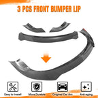 DSI - 2021-2025 Tesla Model S - Front Bumper Lip Spoiler, Fits all 2021-2025 Tesla Model S, PP Black with Carbon Fiber Print Track Pack Style Add-on Front Splitter Air Dam Chin Protector, (3 Piece)