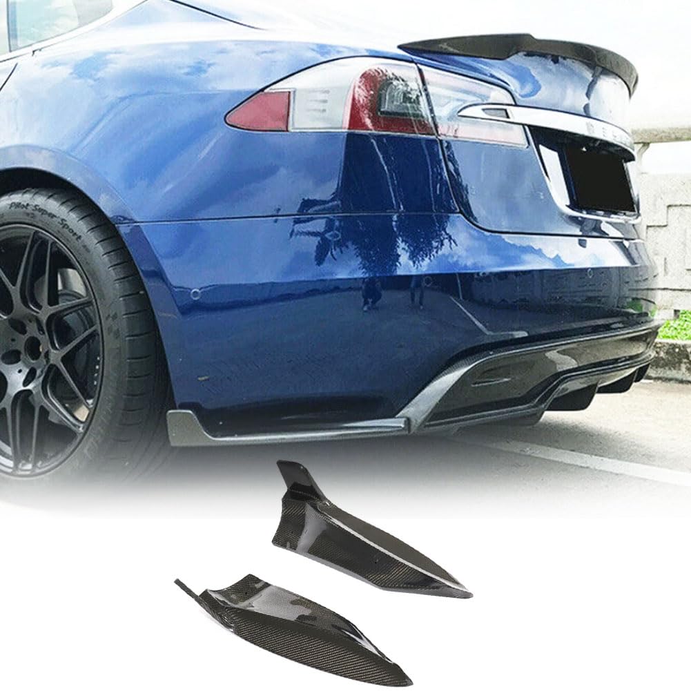 DSI - Carbon Fiber Rear Bumper Splitter fits for Tesla Model S Sedan 2016-2020 Rear Bumper Canard Fins Side Corner Splitter Aprons Factory Outlet