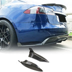 DSI - Carbon Fiber Rear Bumper Splitter fits for Tesla Model S Sedan 2016-2020 Rear Bumper Canard Fins Side Corner Splitter Aprons Factory Outlet