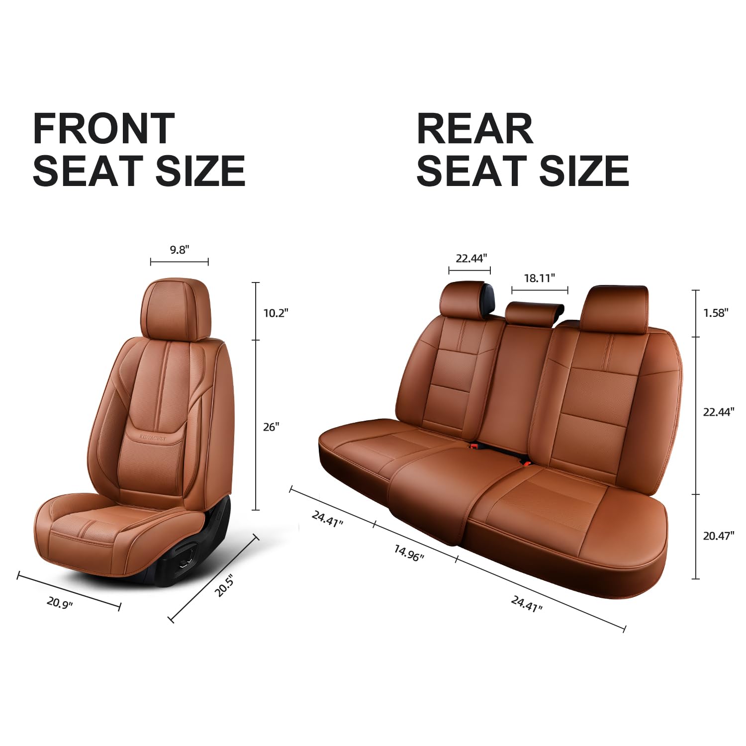 BASIC -  Auto Car Seat Covers Accessories Full Set Leather Cushion Protector Breathable Waterproof Seat Cover for Cars Universal Fit (Brown, Front Pair and Rear)