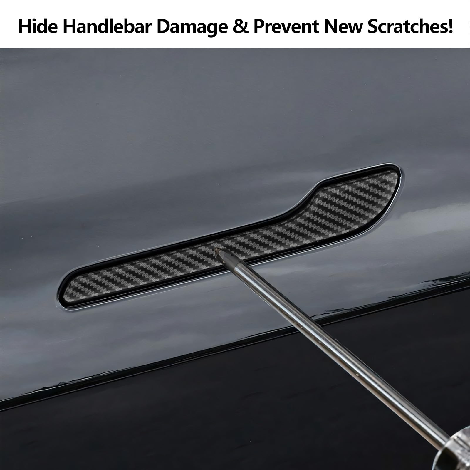 DSI - 4PCS Tesla Model 3/Y Door Handle Cover Set (2017-2025) Highland & Juniper Compatible, Car Door Handle Sills Protection Wrap Exterior Accessories, Carbon Fiber 3D Sticker