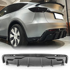 DSI - Rear Bumper Diffuser Lip Kit for Tesla Model Y 2020-2024, Carbon-Print PP Lower Valance Splitter