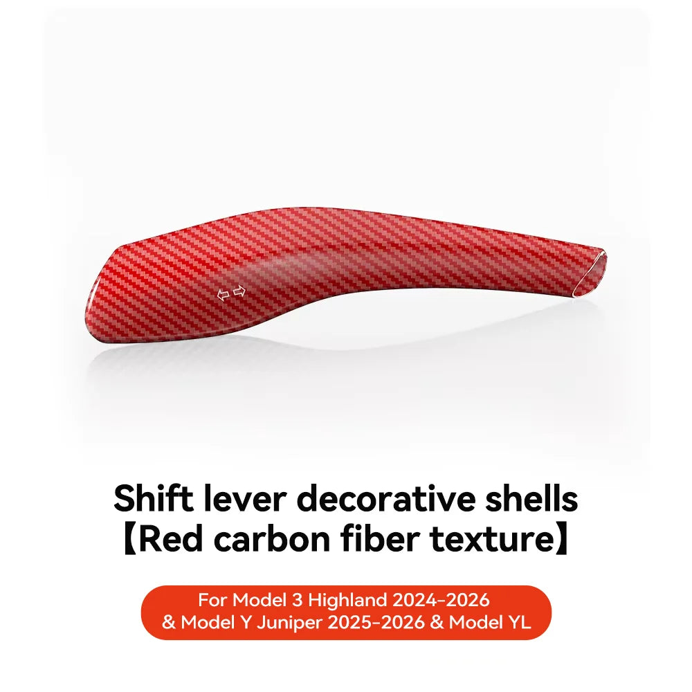 DSI - Carbon Fiber Gear Shift Cover - FITS Tesla Model Y 2025 Juniper Carbon Fiber Gear Shift Cover ABS Steering Lever Handle Protection Shifter Shell Car Decor