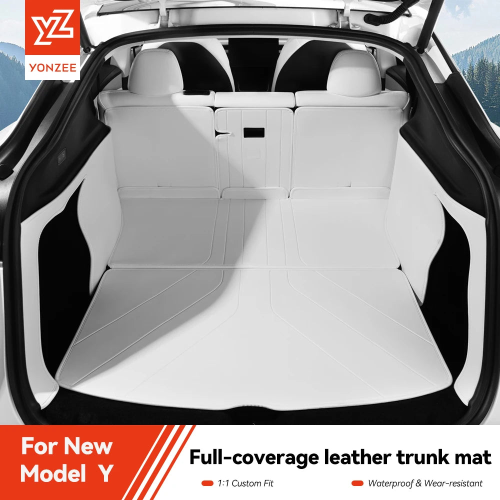DSI - Trunk Mats - FIT Tesla Model Y Juniper 2021-2026 Leather  Fully Surrounded Waterproof Non-Slip Liner Custom Floor Mat Accessorie