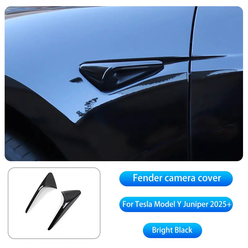 For New Tesla Model Y Juniper 2025+ ABS Carbon Pattern Side Camera Cover ABS Leaf Board Sticker Accessories