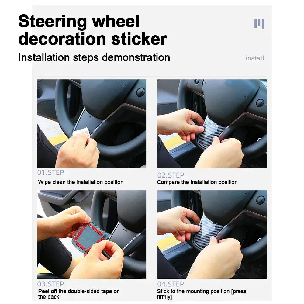 DSI - NEW Steering Wheel Trim Cover For Tesla Model 3/Y Interior Accessories Compatible With Tesla Model 3/Y Carbon Fiber Pattern