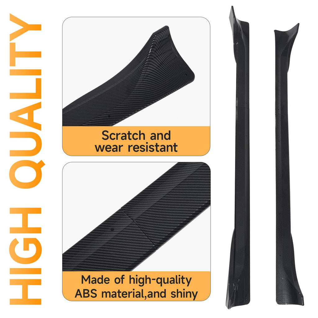 DSI - Side Skirts Extensions Fit for Tesla Model Y 2020 2021 2022 2023 2024 "Carbon Fiber Look" 4PCS Add-On Side Skirt Kit