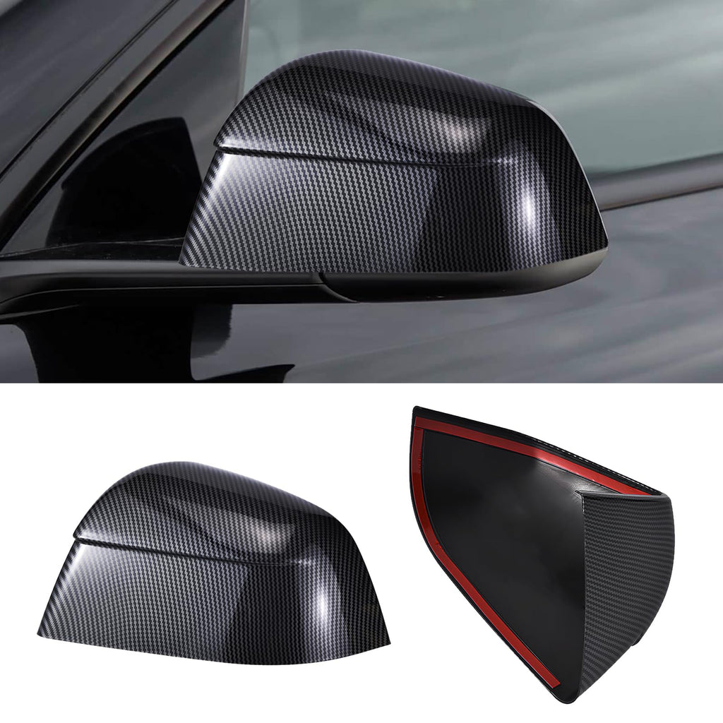 DSI - FITS Tesla Model Y Side Mirror Cover Caps 2021-2025 (Incl. Juniper), 2-Piece Aerodynamic Wind Blade Cover Set,Easy Install & Anti-Scratch Protector(Carbon Fiber Style)