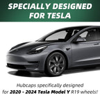 DSI - Tesla Model Y Wheel Covers, 19 Inch, 4-Piece Set, Matte Black ABS, Snap-in Installation, 2020-2024 Compatible