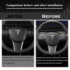 DSI - Steering Wheel Trim Cover for Tesla Model 3/Y, Interior Accessories Compatible with Tesla Model 3 Model Y (A-Matt Carbon Fiber Pattern)