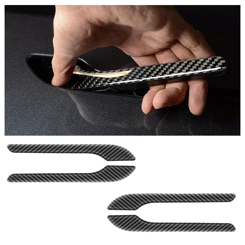 DSI - 4PCS Tesla Model 3/Y Door Handle Cover Set (2017-2025) Highland & Juniper Compatible, Car Door Handle Sills Protection Wrap Exterior Accessories, Carbon Fiber 3D Sticker