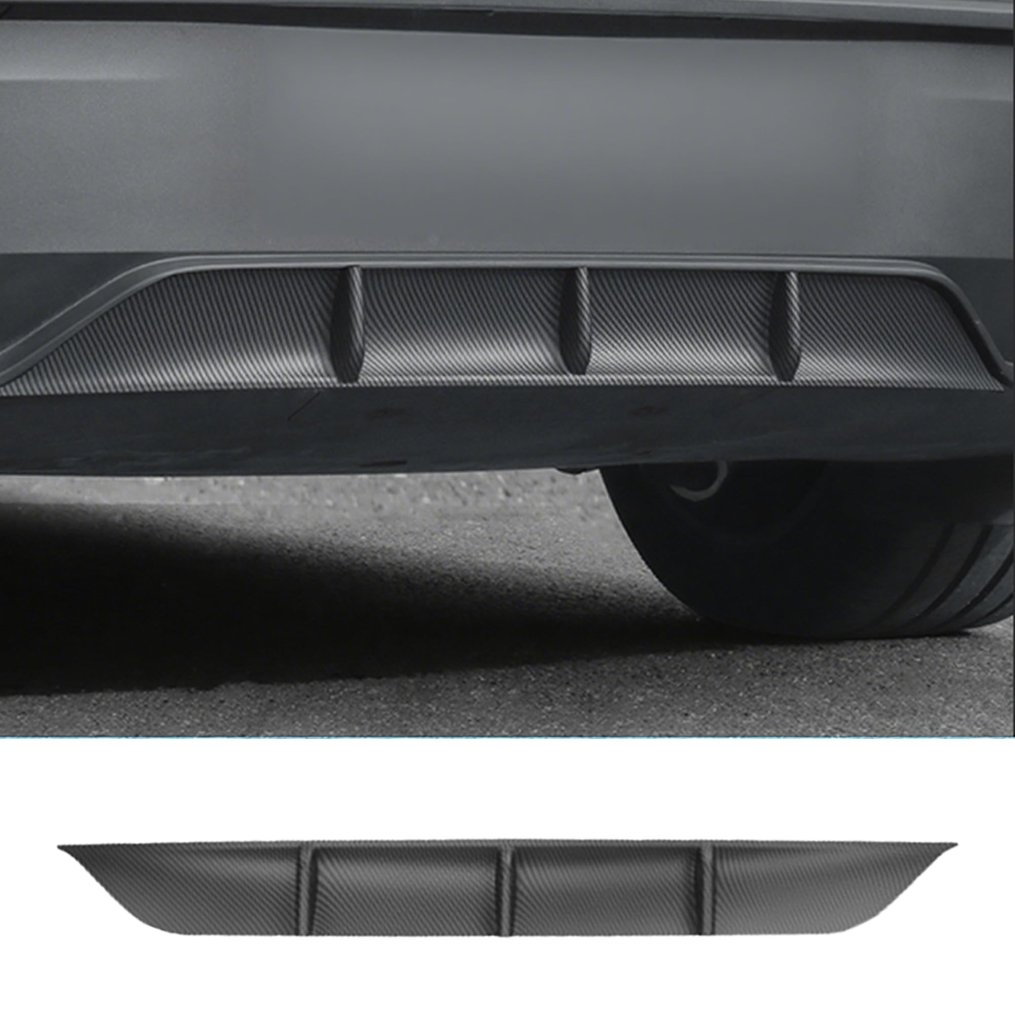 DSI - Rear Diffuser for Telsa Model Y Juniper 2025-2026 Without Drilling，Trunk Decoration Accessories Model Y Juniper Rear Bumper Molding Protector Lip Made of PP Material (Matte Carbon Fiber)