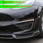 DSI - Fits all 2020-2024 Tesla Model Y Front Fog Light Cover Trim Eyebrow Frame Decorative Accessories (Glossy Carbon Fiber Pattern)