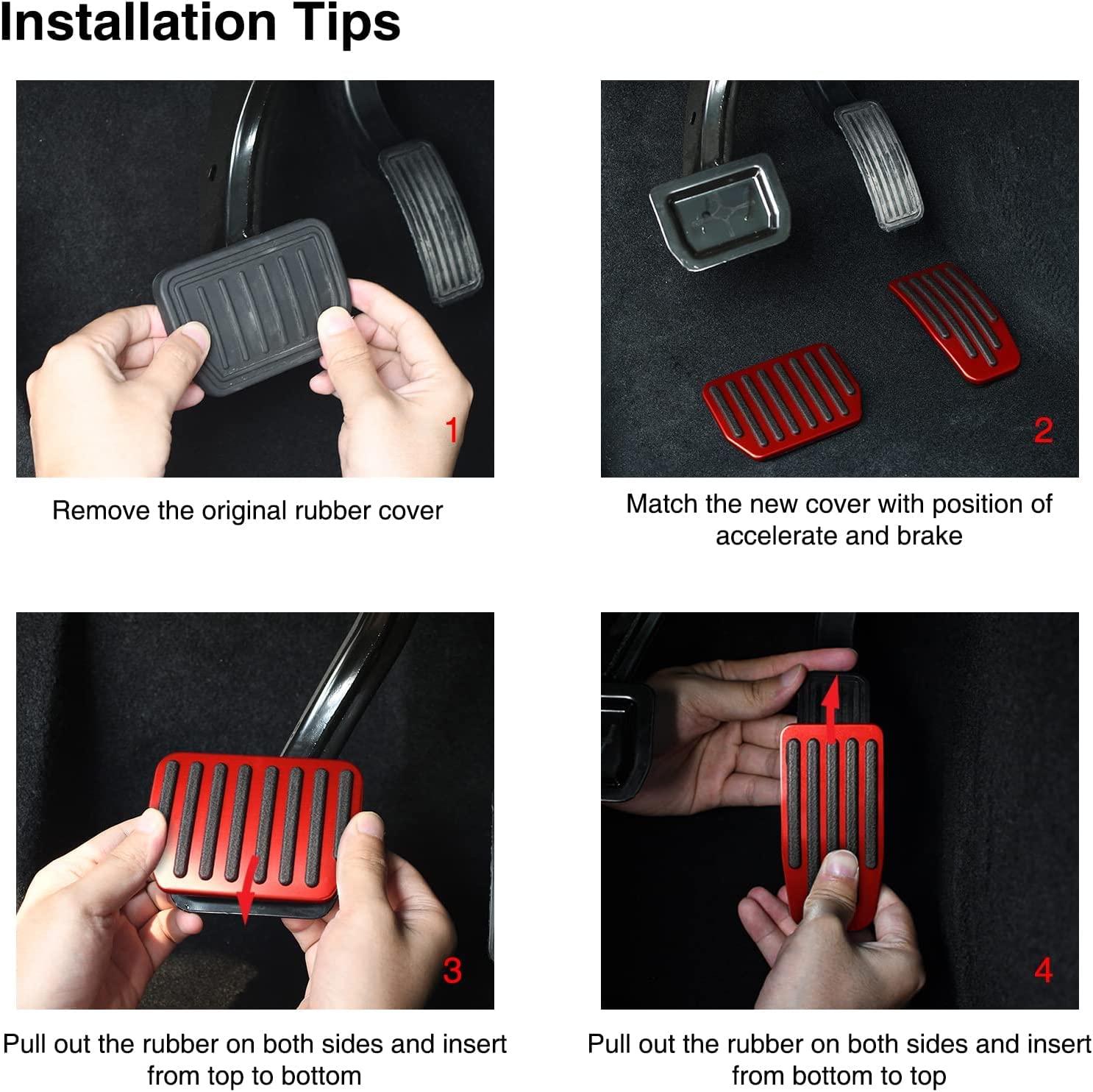 DSI - Foot Pedal Pads Set for Tesla Model 3 Model Y, Non-Slip Performance Aluminum Car Accessories Brake & Accelerator Pedal Covers for Model 3/Y (Red)