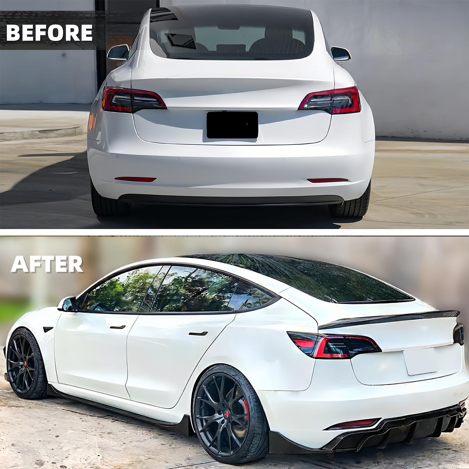  DSI - Rear Bumper Diffuser Lip for Tesla Model 3 2017-2023 Performance Style ABS Rear Bumper Molding Protector Lip (Glossy Black)