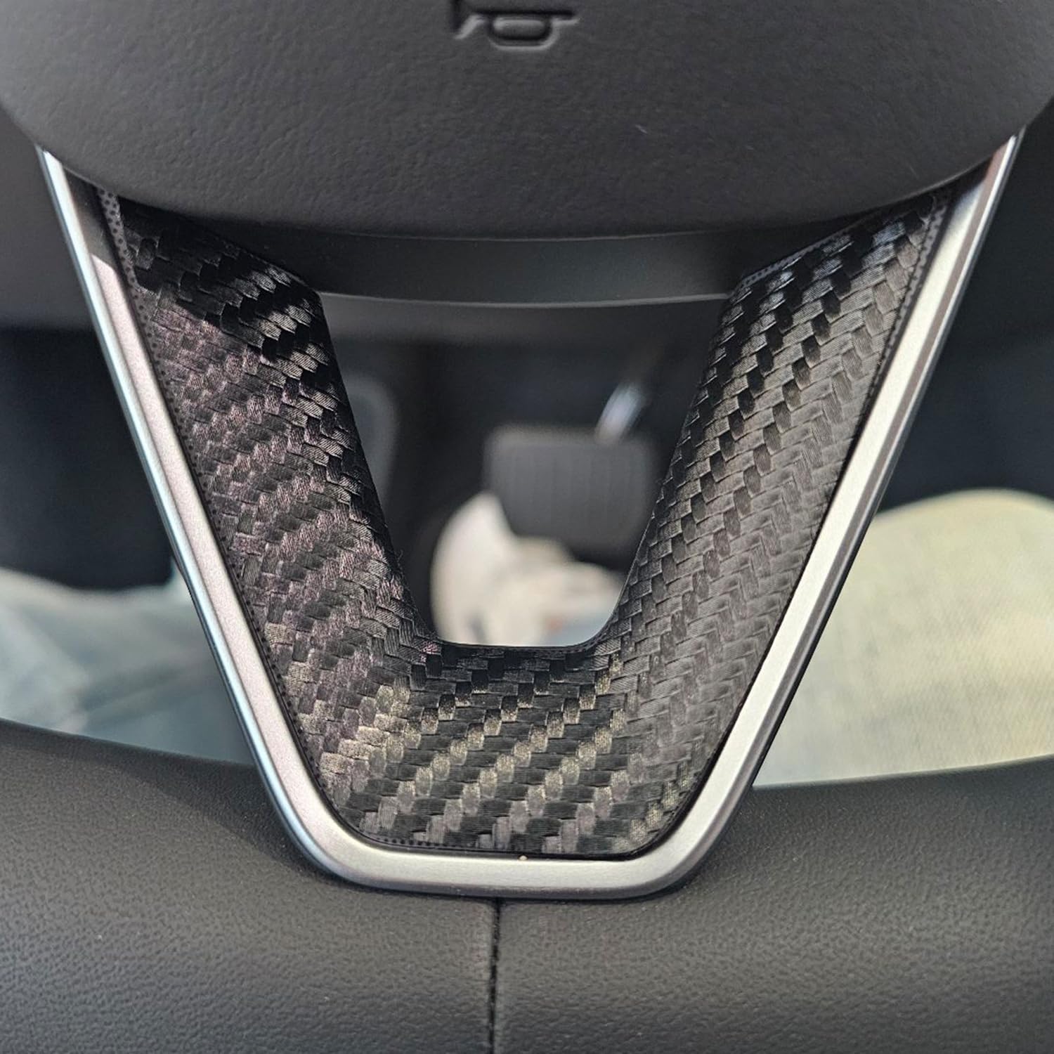DSI - Tesla Model Y Juniper 2025 Release Steering Wheel Trim Carbon Fiber Protector Wrap Cover 1 Set, Including Button Area Protection, Perfect Protection, Stickers