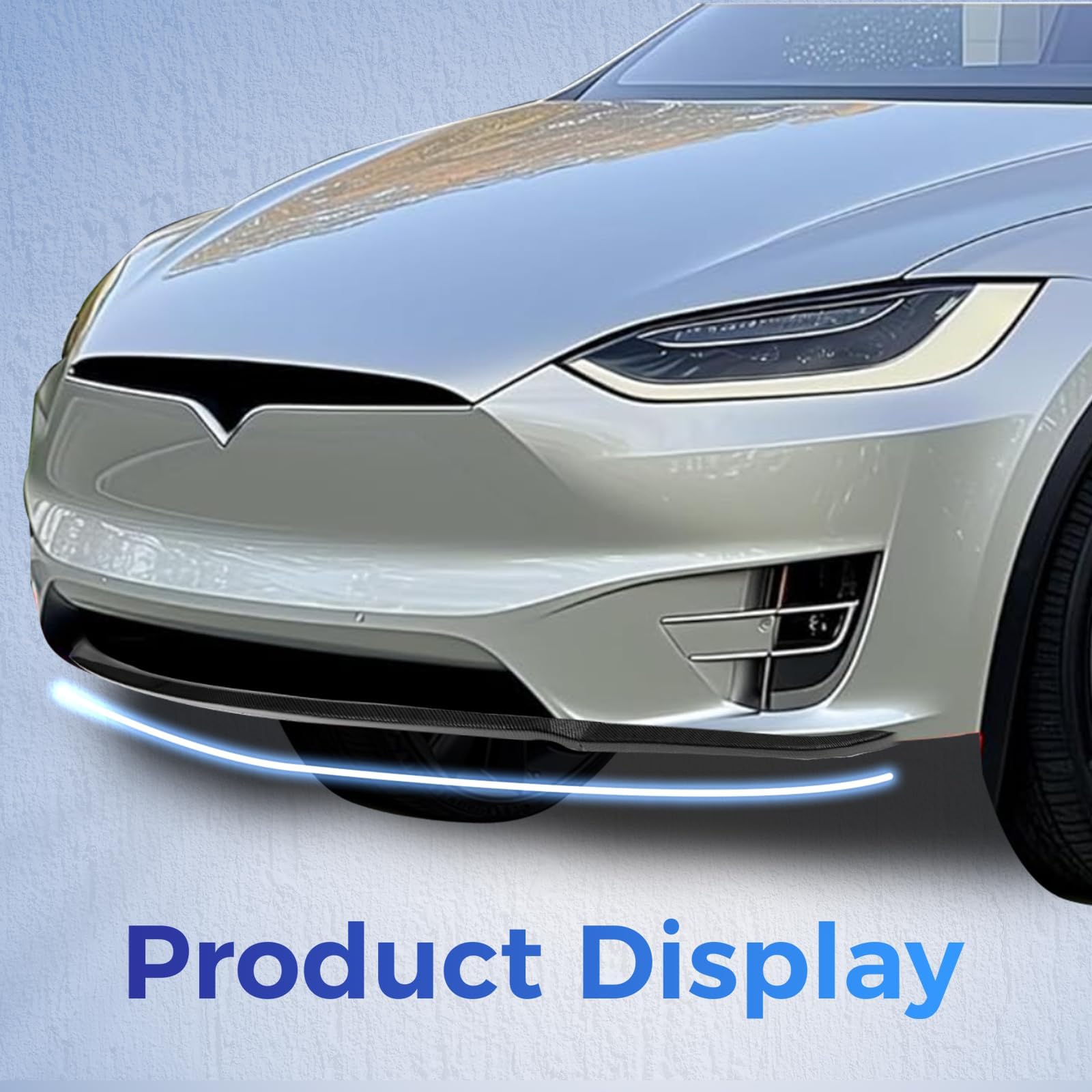 DSI - 3Pcs Front Bumper Lip Compatible with 2016-2020 Tesla Model X 4-Door MX Style Under Chin Spoiler Splitter Bumper Valance Diffuser Protector Air Dams Body Kit Carbon Fiber Color